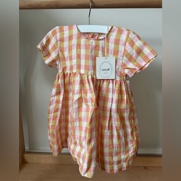 Oeuf Other - Oeuf Short Sleeve Papaya/Gingham Dress